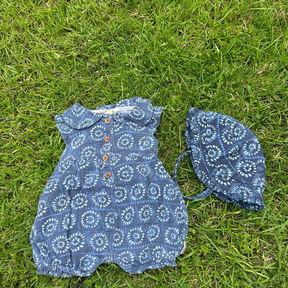 BearPaw Blue Tie-Dye Baby Romper